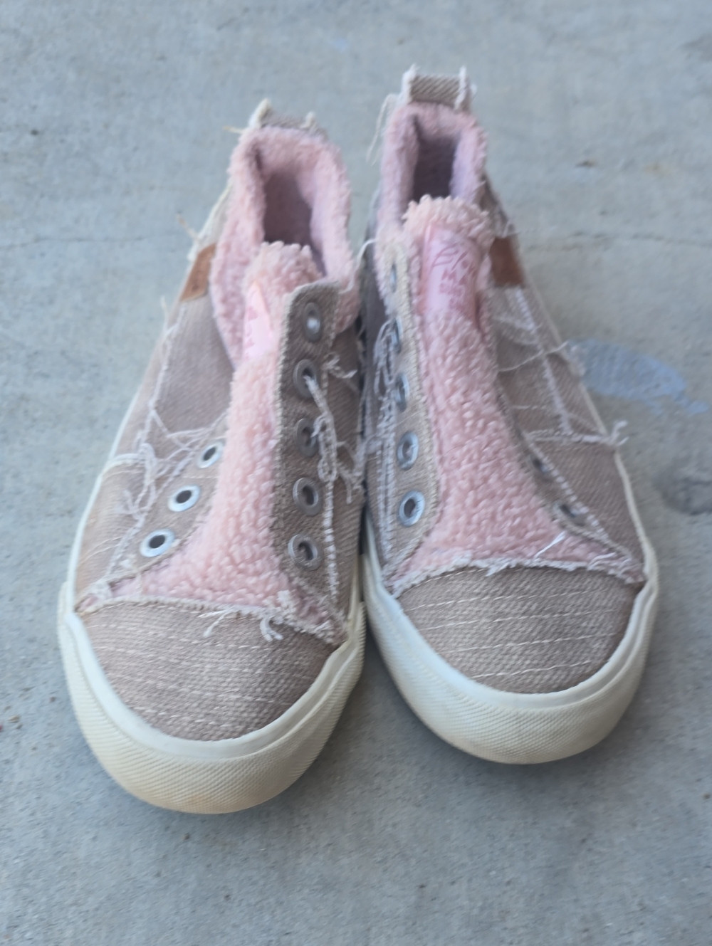 Blowfish Beige and Pink Slip-On Canvas Sneakers